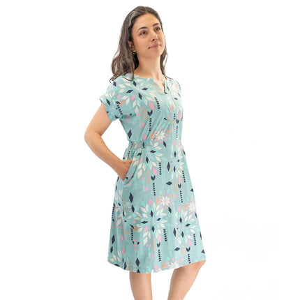 White Stuff Teal Blue Penny Cotton Jersey Dress-Quality Brands Outlet-