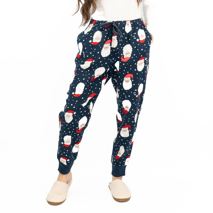 Old Navy Gap Womens Navy Santa Head Christmas Jogger Style Pyjama Bottoms Elasticated Waist Trousers