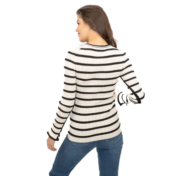 Nobodys Child Striped White & Black Wool Blend Jumper Tops - Quality Brands Outlet