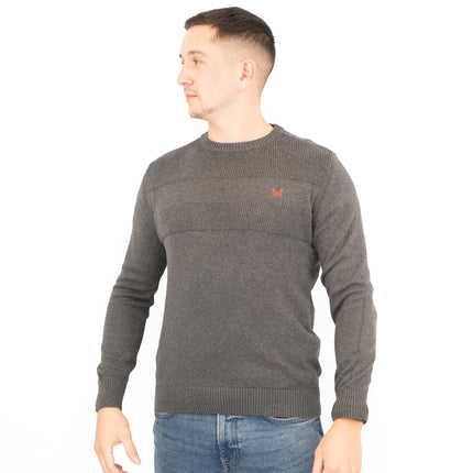 Crew Clothing Mens Rib Knitted Jumper Long Sleeve Dark Grey-Quality Brands Outlet-