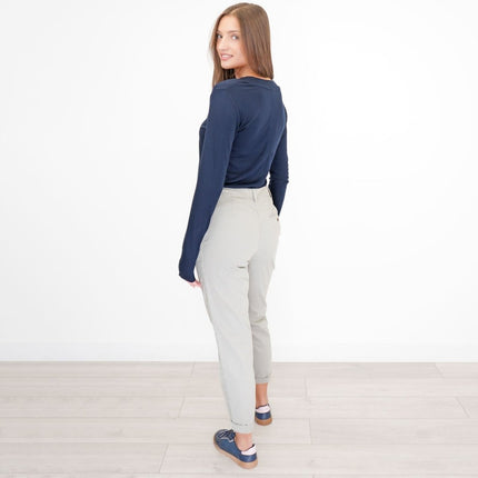 M&S Cotton Rich Tapered Ankle Grazer Chinos Grey-Quality Brands Outlet-