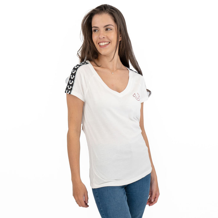 True Religion Womens White Top T-Shirt Short Sleeve