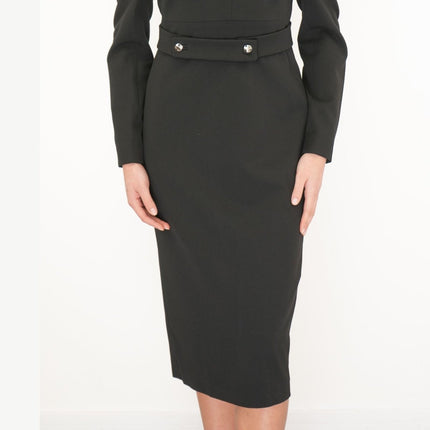 Hobbs Hatton Black Dress Long Sleeve-Quality Brands Outlet-