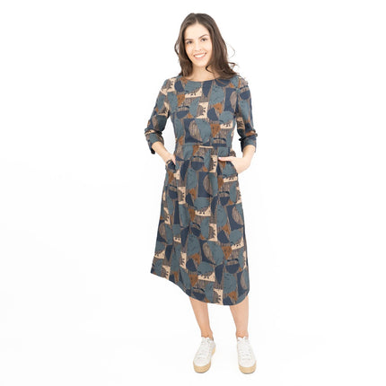 Seasalt Cloudscape Abstract Print Midi Dress-Quality Brands Outlet-