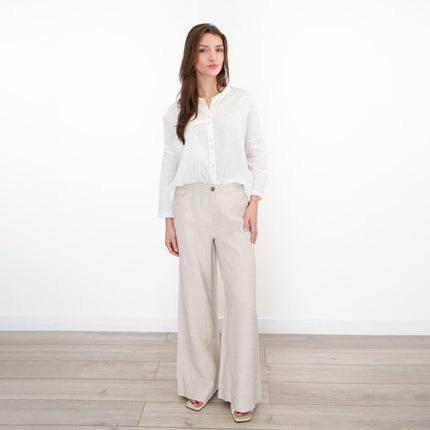 East Clothing Linen Trouser Stone Wide Leg Palazzo Trouser Summer Relaxed - Quality Brands Outlet