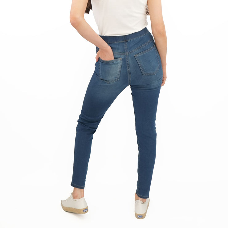 M&S Blue Jegging High Waist Ankle Grazer Skinny Leg Jeans - Quality Brands Outlet