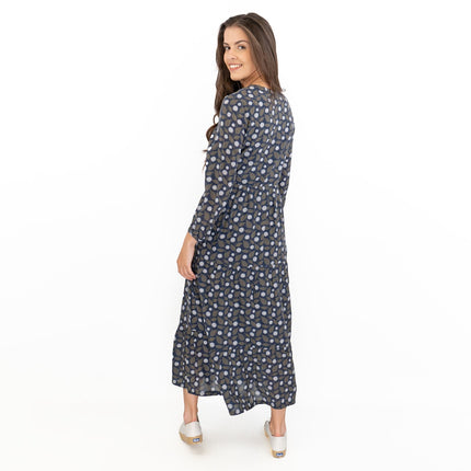 Seasalt Navy Leaves Charbon Midi Dress-Quality Brands Outlet-