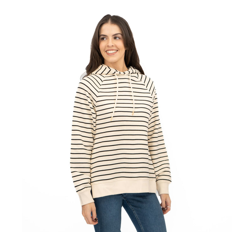 M&S Womens Striped Longline Hoodie Pure Cotton - Quality Brands Outlet