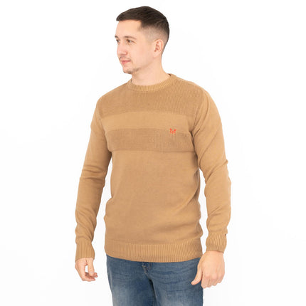 Crew Clothing Mens Rib Knitted Jumper Long Sleeve Brown-Quality Brands Outlet-