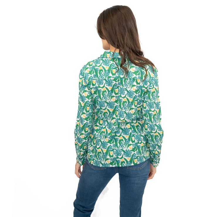 Seasalt Larissa Shirt Top Green Cotton Woodland Garlic Chalk Print - Quality Brands Outlet