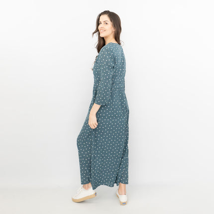 Seasalt Blue Feather Slate Polka Dot Midi Dress-Quality Brands Outlet-