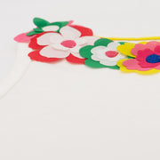 Mini Boden Girls White 3D Floral Cotton Vest Sleeveless Summer Tops