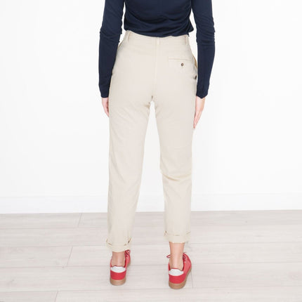 M&S Cotton Rich Tapered Ankle Grazer Chinos Stone/Cream-Quality Brands Outlet-