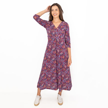 Seasalt Red Floral Chacewater Jersey Midi Dress-Quality Brands Outlet-