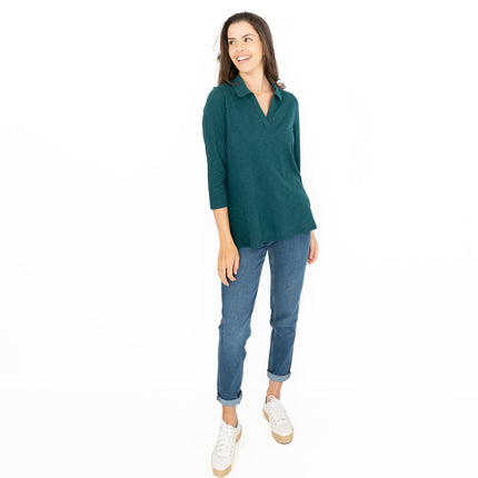 Seasalt Wavecrest Dark Green 3/4 Sleeve Top-Quality Brands Outlet-