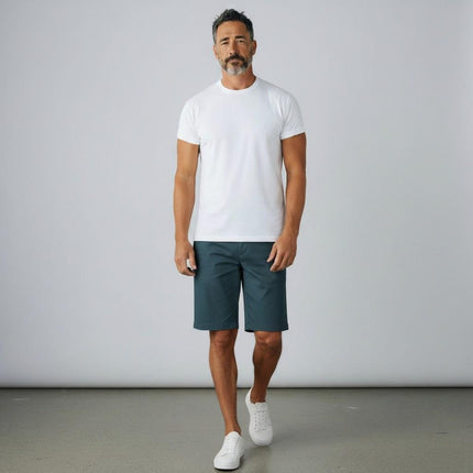 M&S Autograph Dark Petrol Lightweight Chino Shorts Regular Fit Summer - Quality Brands Outlet