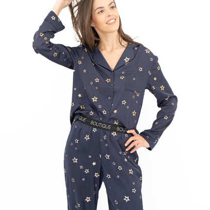 M&S Navy Star Pyjama Set - Quality Brands Outlet