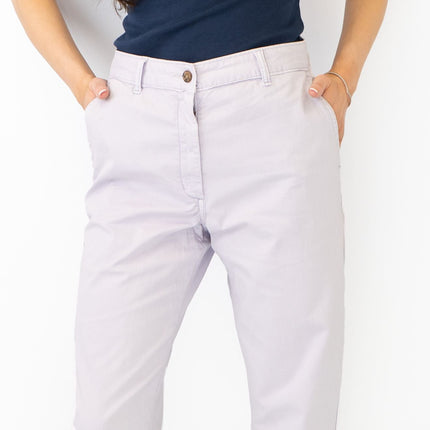 M&S Cotton Rich Tapered Ankle Grazer Chinos Pale Lilac-Quality Brands Outlet-
