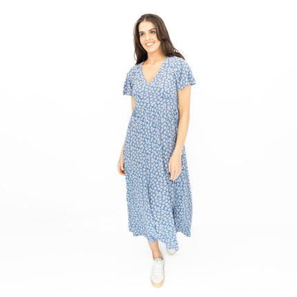 Seasalt Blue Chateaux Dress Floral Flower Net Whirl-Quality Brands Outlet-