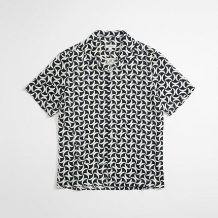 Mens Shirts Short Sleeve Navy Geo Print - Quality Brands Outlet