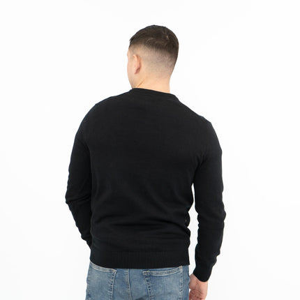 Crew Clothing Mens Knitted Jumper Long Sleeve Black-Quality Brands Outlet-