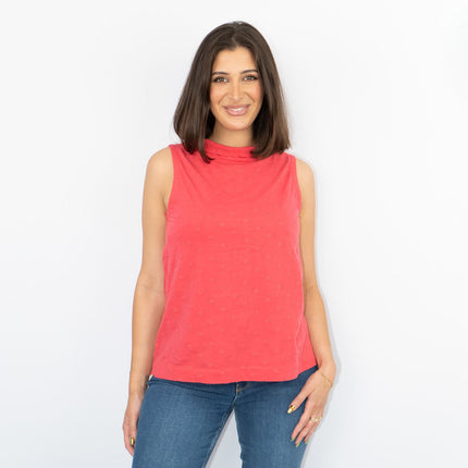 White Stuff Sleeveless Cotton Jersey Embroidered Red Vest Summer Tops-Quality Brands Outlet-