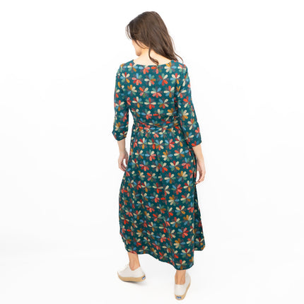 Seasalt Teal Forestry Dress in Floral Quilt Loch Print-Quality Brands Outlet-