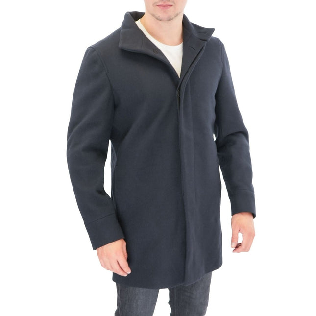 M&S Mens Funnel Neck Coat Navy-Quality Brands Outlet-