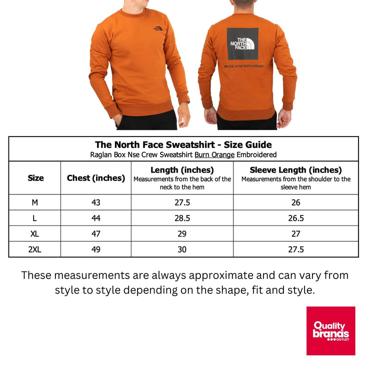 The North Face Mens Raglan Box Nse Crew Sweatshirt Burn Orange