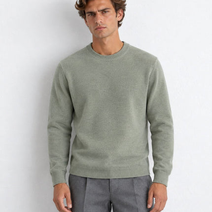 Mens Jumpers Ultimate Lambswool Crew Neck Jumper - Pale Green-Quality Brands Outlet-