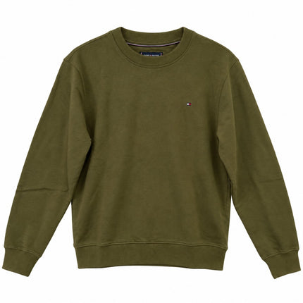 Mens Sweatshirts Terry Crew Neck Tops – Olive Green-Quality Brands Outlet-