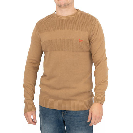 Crew Clothing Mens Rib Knitted Jumper Long Sleeve Brown-Quality Brands Outlet-