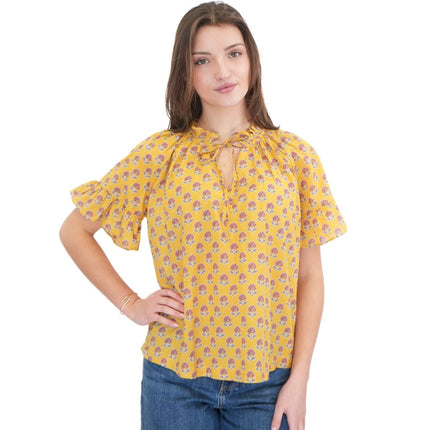 Joules Yellow Melissa Blouse Short Sleeve - Quality Brands Outlet