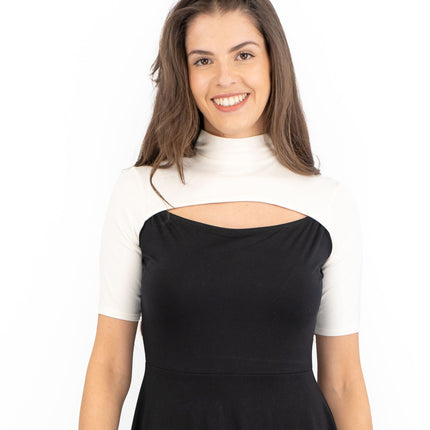 Karen Millen Black Short Sleeve Peep Hole Detail Summer Short Dresses