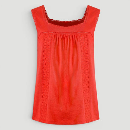 Weird Fish Red Chelle Square Neck Jersey Vest Top - Quality Brands Outlet