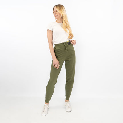 M&S Womens Classic Jogger Cotton Rich Olive Green
