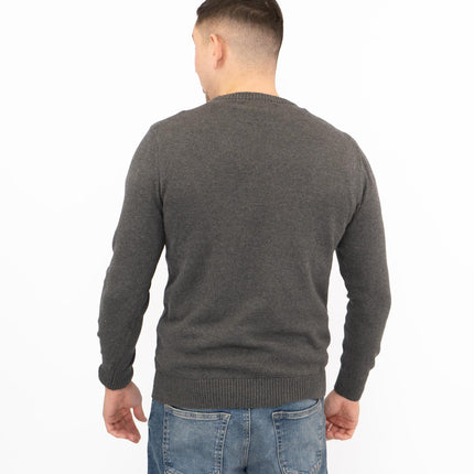 Crew Clothing Mens Rib Knitted Jumper Long Sleeve Dark Grey-Quality Brands Outlet-