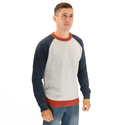 White Stuff Mens Pentire Crew Neck Grey Colour Block Jumper - Quality Brands Outlet