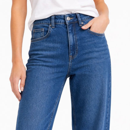 M&S Per Una Girlfriend Jeans Mid Rise Turn Up Lyocell Blend Relaxed Fit - Quality Brands Outlet