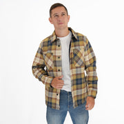 M&S Mens Cotton Rich Check Overshirt Mustard - Quality Brands Outlet