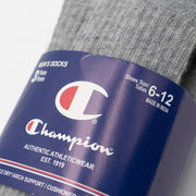 Champion Men's 3-Pack Grey Long Rib Socks Size 6-12