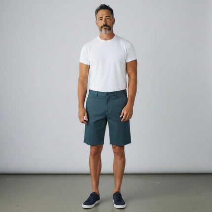 M&S Autograph Dark Petrol Lightweight Chino Shorts Regular Fit Summer - Quality Brands Outlet
