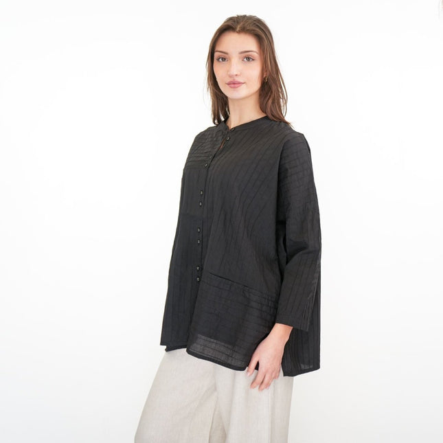 East Clothing Shirt Relaxed Fit Black Cotton Blouse - Quality Brands Outlet