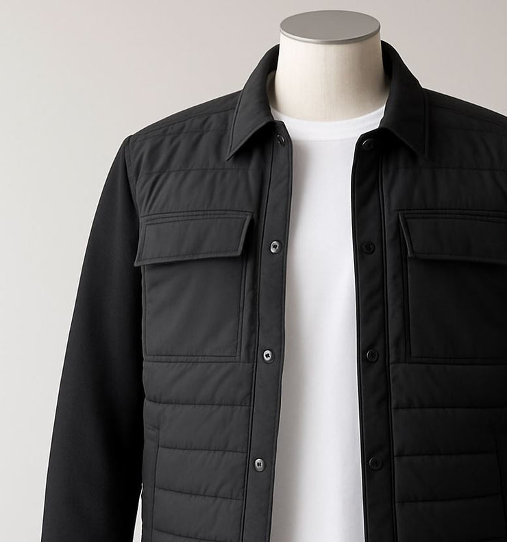 M&S Mens Autograph Black Quilted Jacket - Quality Brands Outlet