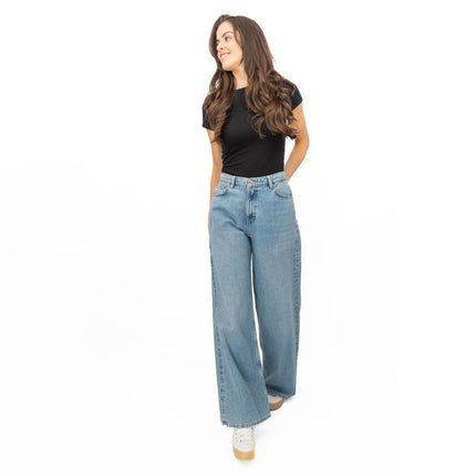 M&S Slouchy Wide Leg Jeans Light Blue Denim - Quality Brands Outlet