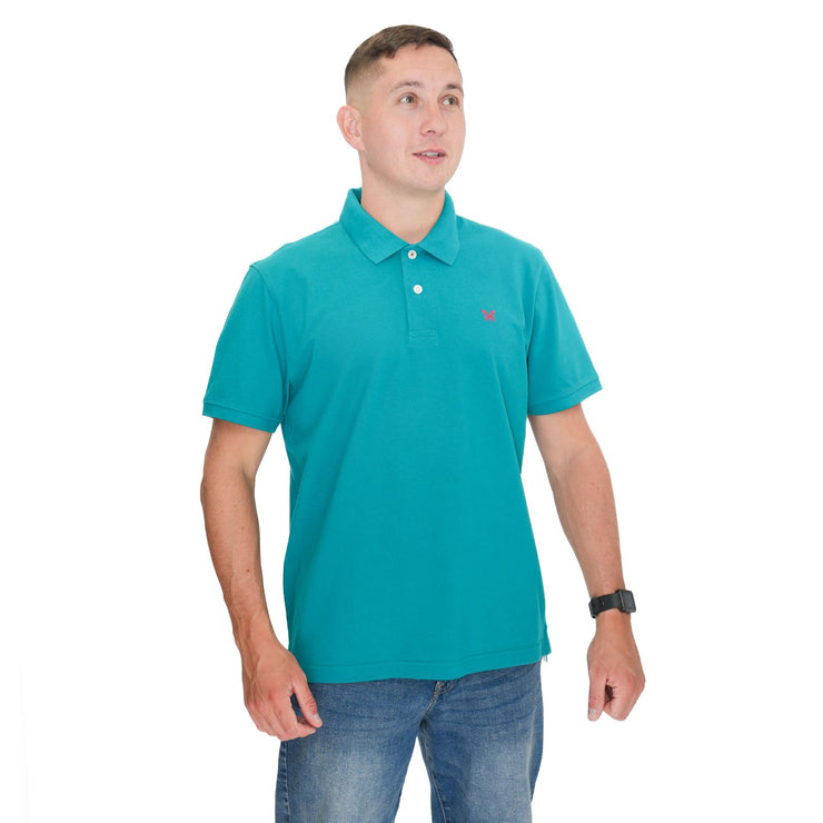 Crew Clothing Polo Shirt Classic Pique Cotton Turquoise Green - Quality Brands Outlet