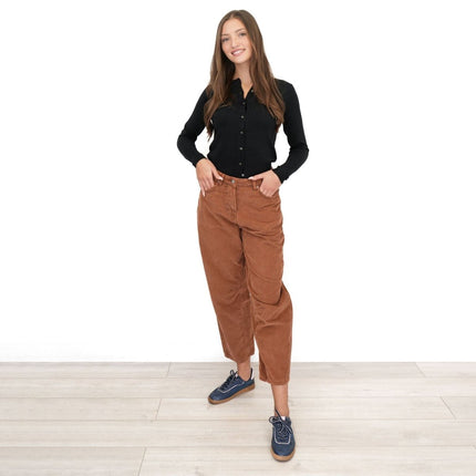 Next Cord Barrel Trousers Tan Brown - Quality Brands Outlet