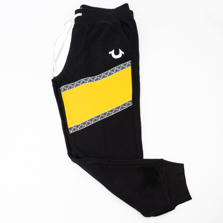 True Religion Mens Black Yellow Detail Jogger Sweatpants - Quality Brands Outlet