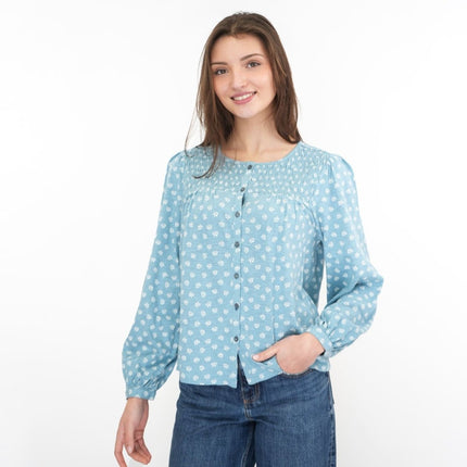 White Stuff Soft Blue Daniella Long Sleeve Tops-Quality Brands Outlet-