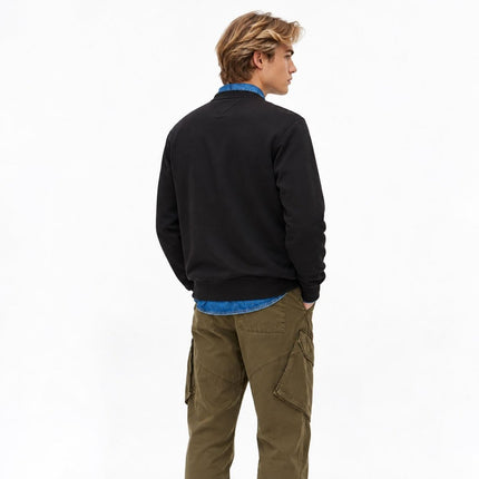 Mens Sweatshirts Terry Crew Neck Tops – Black-Quality Brands Outlet-